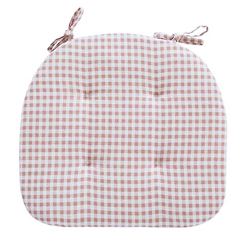 H.yina Cojín de Silla Simple de Estilo rústico, cojín de Silla de Comedor cálido Tejido Mezclado Cojín de Asiento Cojín de Coche Cojín de Piso con Correas-I 40x42x2cm (16x17x1 Pulgadas)