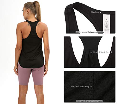 icyzone Camiseta sin Mangas de Fitness para Mujer Racerback Chaleco Deportivo (S, Negro)