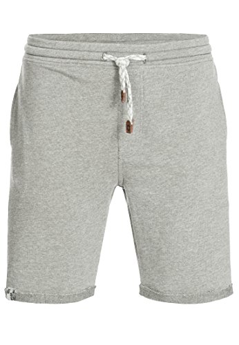Indicode Caballero Aldrich Pantalones Cortos de Sudadera con Interior Polar y cordón | Corto Pantalón Shorts De Deporte chándal Sweat Pants Entrenamiento para Hombres Lt Grey Mix M