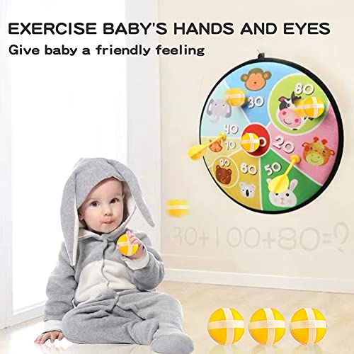 Joycabin Diana infantil con velcro para jugar a los dardos, de plástico seguro para niños, con motivos de animales y 6 bolas de colores, 28 cm