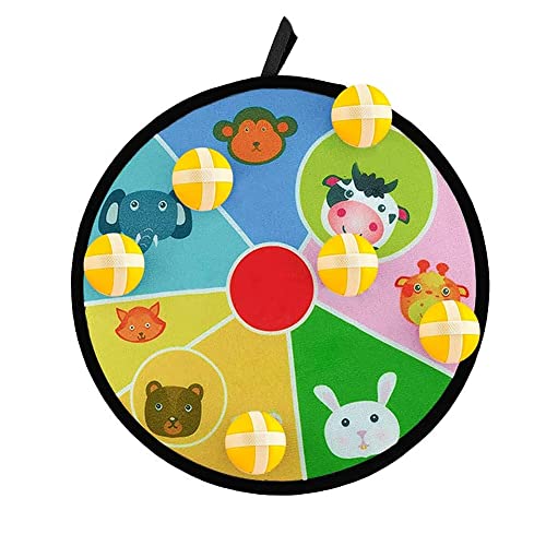 Joycabin Diana infantil con velcro para jugar a los dardos, de plástico seguro para niños, con motivos de animales y 6 bolas de colores, 28 cm