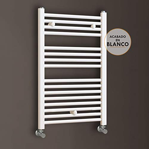 Kibath L305474 Toallero Secatoallas radiador para integrar en Circuito de Agua Caliente, Tubos de Acero con Acabado Lacado en Blanco 800x500. Válido para Red de calefacción estandar