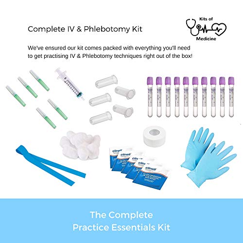 Kit de Flebotomía | IV (intravenoso), Venopunción, Práctica de Flebotomía | Regalo Perfecto de para Estudiantes de Medicina y Enfermería | Equipo Completo de Flebotomía con Suministros | USO EDUCATIVO