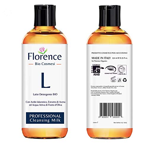 LECHE LIMPIADORA FACIAL 250 ml con Ácido Hialurónico y Agua Activa de Aceituna.