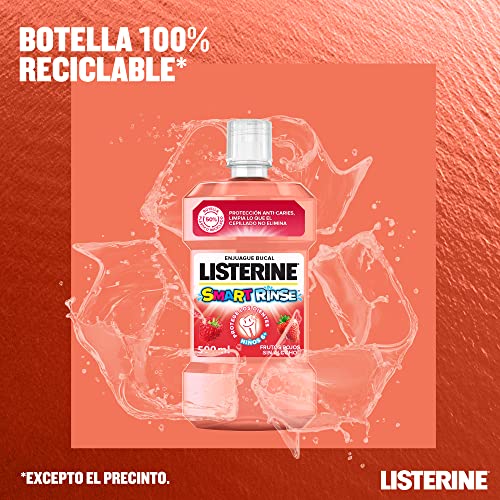 Listerine Enjuague Bucal Sin Alcohol para Niños, Smart Rinse, 500 ml