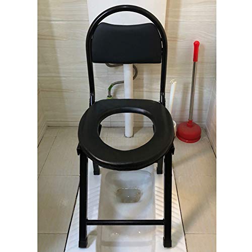 LYF STOOLS Silla Plegable con Orinal, Dormitorio Asiento, Incorporado en el WC, incontinencia Presidente, Ligeramente extraíble y Antideslizante para sillas de Plato de Ducha, Negro
