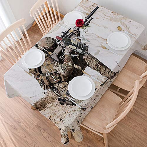 Mantel Antimanchas Rectangular Impermeable,Decoración del ejército, guardabosques de los Estados Unidos en la montañ,Manteles Mesa Decorativo para Hogar Comedor del Cocina,（140 x 200 cm/55*78 pulgada）