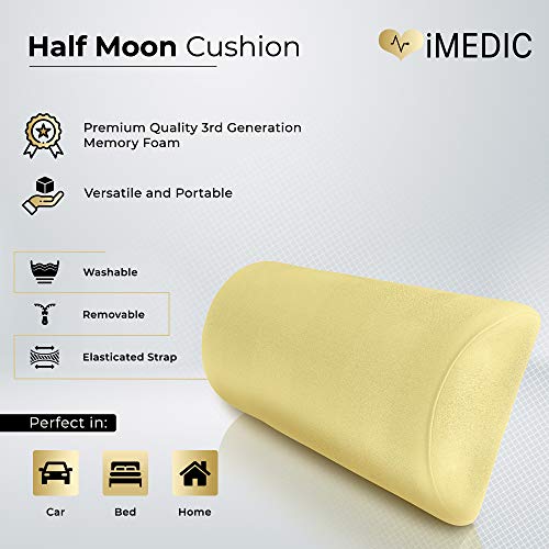 Medipaq - Almohada Viscoelástica Media Luna – Almohada Cervical y de Cuello – Cojín Lumbar y de Baja Espalda – Almohada para Piernas Rodillas y Pies – Sirve Prácticamente para Cualquier Postura