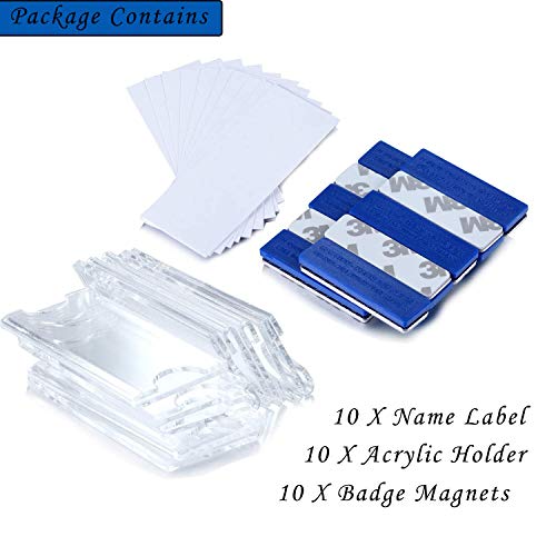 MEIXI Placas de identificación de magnético，con imán de 3 puntos para un agarre fuerte en la ropa, también en chaquetas, juego completo(10 piezas)