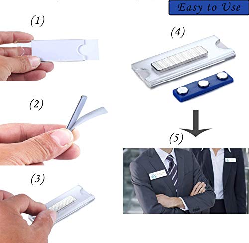 MEIXI Placas de identificación de magnético，con imán de 3 puntos para un agarre fuerte en la ropa, también en chaquetas, juego completo(10 piezas)