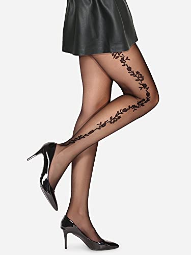 Merry Style Medias Finas Pantys con Estampado Lencería Sexy Mujer MS 284 20 DEN (Negro, L)