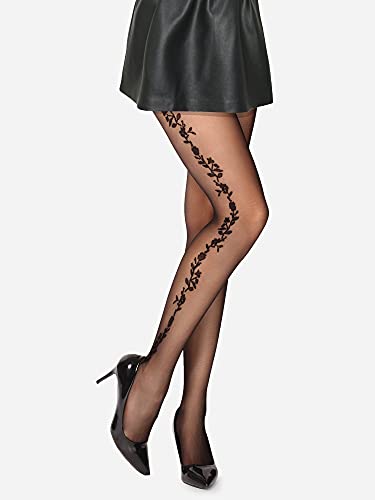 Merry Style Medias Finas Pantys con Estampado Lencería Sexy Mujer MS 284 20 DEN (Negro, L)
