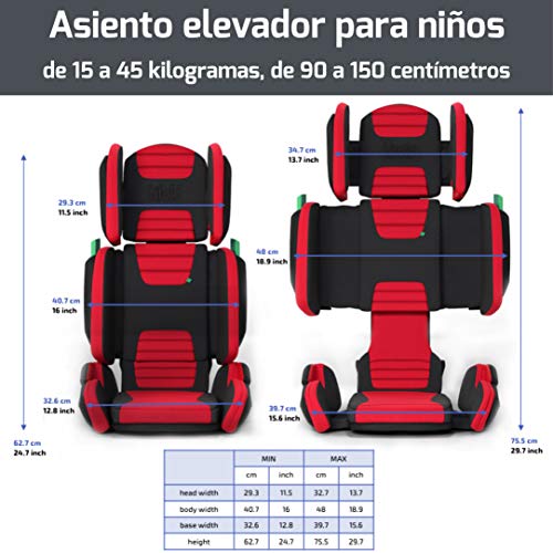 mifold Elevador Coche Niño con Respaldo Ajustable a Partir de 4 Años Hifold (16-45kg) - Alzador Coche Plegable - Silla Coche Fácil de Instalar e Ideal para Uso Diario y Viaje - Grupos 2 y 3