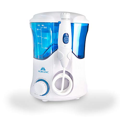 Mobiclinic, Irrigador dental profesional, Depósito 600 ml, 7 cabezales funcionales, Higiene bucal, Limpieza dental, Multifuncional, Para toda la familia, Higiene de dientes, encías y lengua