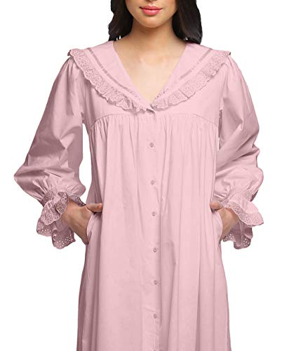 Moomaya Camisón Maxi De Manga Larga Camisón De Algodón Estampado para Mujer