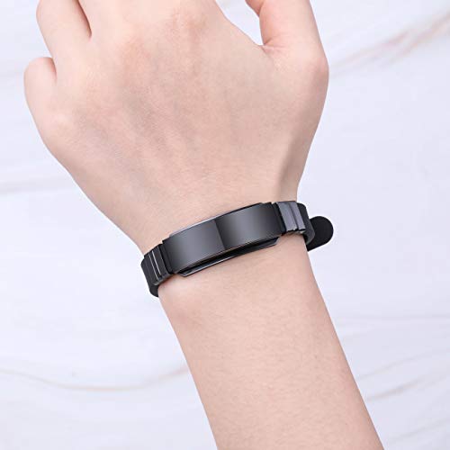 MOWOM Medical Pulsera Personalizada de Silicona grabada ID de identificación Deportiva Ajustable Identificación para Hombres Mujeres Niños Acero Inoxidable (Negro, Personalizar*)