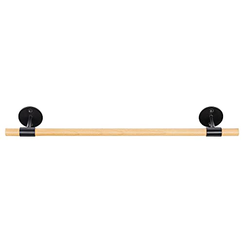 Navaris Toallero de Pared de bambú - Perchero para Toallas de baño Trapos de Cocina - Soporte de Barra con Material de Montaje - 43.5 x 6.5 x 10 CM