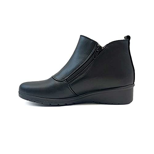 ¡¡Novedad!! Zapatisimos - Botín de Piel para Mujer con Plantilla Extraible. Bota Corta con elástico y Cremallera, cómodas.