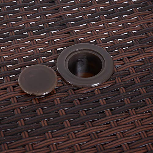 Outsunny Mesa de Centro Ratán con Agujero para Sombrilla Mesita de Café Té Mesa Auxiliar para Exterior Terraza Patio 54x54x55cm