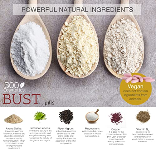 Packs 500Cosmetics Breast: Pastillas + Crema para Aumentar y Reafirmar el Pecho femenino - Ingredientes 100% Naturales (1)