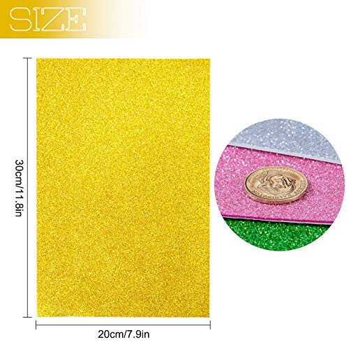 Papel Goma Eva, Cartulina con Purpurina Adhesivas, A4 Colorido Chispa de Brillo Hojas de Espuma para Manualidades y Artesanías de Bricolaje, Niños Decoración (10 Colores)