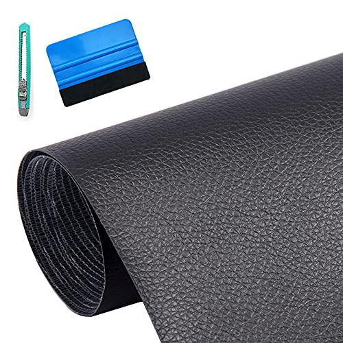 Parche de Cuero, RIXOW Pegatinas de Cuero Autoadhesivas, Reparación de Cuero Simulación de Piel para Sofá, Asiento de Coche, Bolsos. 35x137 CM con Instrumentos.