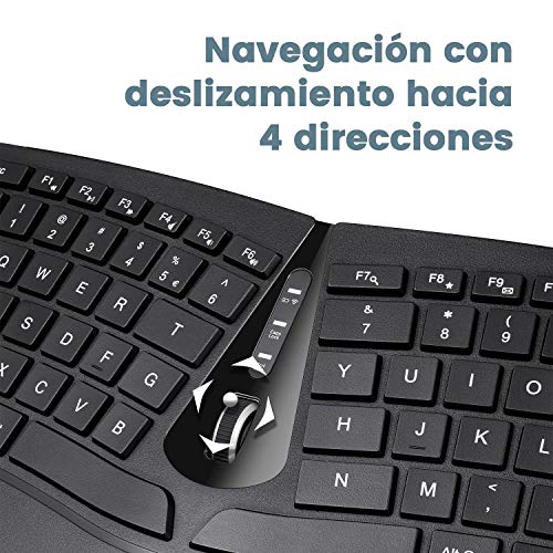 Perixx Periduo-606, Set de Teclado Compacto Ergonómico inalámbrico y Ratón Vertical portátil, con reposa muñeca Ajustable y Teclas de Membrana Low Profile, Layout Español