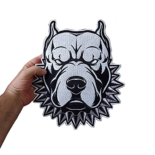Pitbull - Parche bordado con parte trasera grande para chaleco, planchar o coser