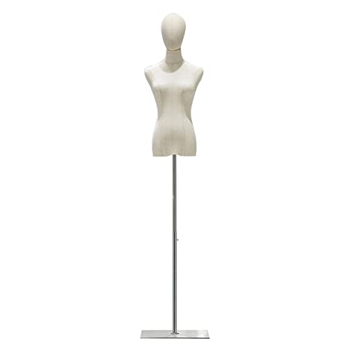 QTWW Cuerpo de Torso de maniquí, con Base de Altura Ajustable Maniquí de Sastre Femenino, Soporte de exhibición de maniquí fácil de Mover para exhibición de Ropa y joyería, 2 tamaños (Color: Plat
