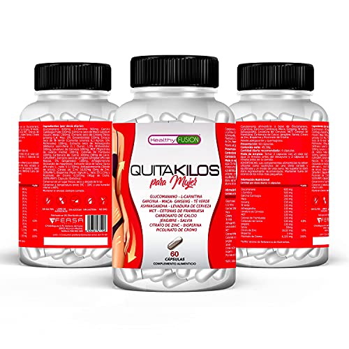 QUITAKILOS MUJER | Potente adelgazante para mujeres | Quemagrasas, reductor del apetito y estimulante del metabolismo | Redefine tu silueta eliminando grasa y kilos | Sin efecto rebote | 60U.