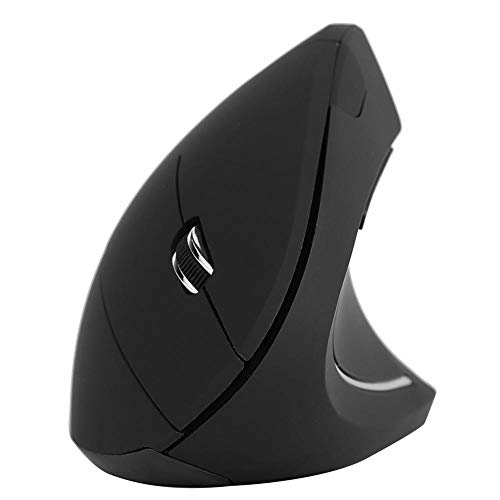 Ratón vertical con cable USB, prevenir el síndrome del túnel carpiano, control de alta precisión, botón de encendido / apagado, control inalámbrico de 2.4GHz, luz, simple, adecuado para juegos(Negro)