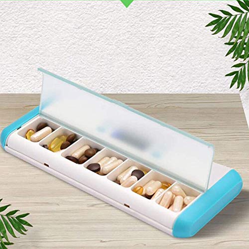 RDJSHOP Pastillero para Ancianos, Pastillero de Alarma Sellada Inteligente de 7 Compartimentos, Dispensador-recordatorio-Temporizador Electrónico Portátil de Píldoras con Pantalla Digital,Blue