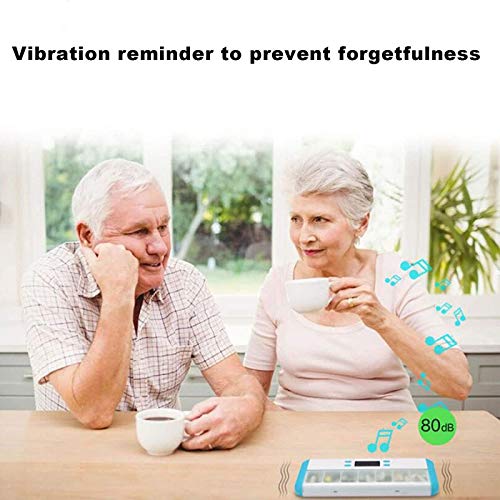 RDJSHOP Pastillero para Ancianos, Pastillero de Alarma Sellada Inteligente de 7 Compartimentos, Dispensador-recordatorio-Temporizador Electrónico Portátil de Píldoras con Pantalla Digital,Blue