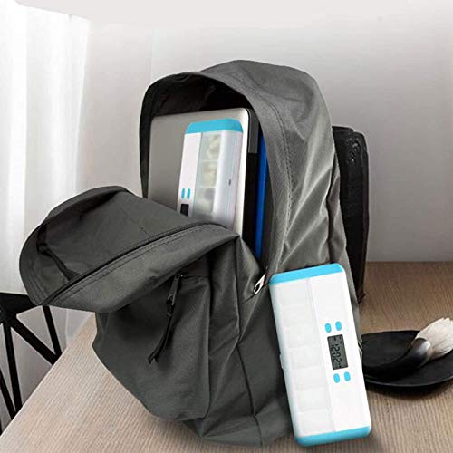RDJSHOP Pastillero para Ancianos, Pastillero de Alarma Sellada Inteligente de 7 Compartimentos, Dispensador-recordatorio-Temporizador Electrónico Portátil de Píldoras con Pantalla Digital,Blue