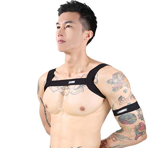 SEXYSY Cinturones de arnés de Pecho de Cuerpo elástico con Cuello Halter para Hombre con   suspensorio Tangas Body Lencería Sexy para Traje de Club Nocturno