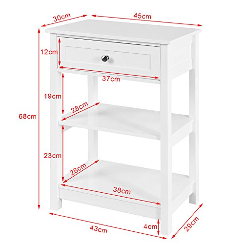 SoBuy FBT46-WX2 Set de 2 Mesas auxiliares con 1 cajón, Consola,mesita de Noche para salón Comedor, teléfono o lampara (2)