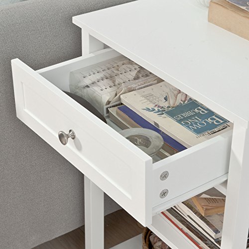 SoBuy FBT46-WX2 Set de 2 Mesas auxiliares con 1 cajón, Consola,mesita de Noche para salón Comedor, teléfono o lampara (2)