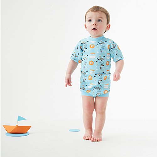 Splash About Happy Nappy - Traje de Neopreno con pañal de natación, Unisex bebé, Traje húmedo, HNWNOAM, Arca de Noé, 3-8 Meses