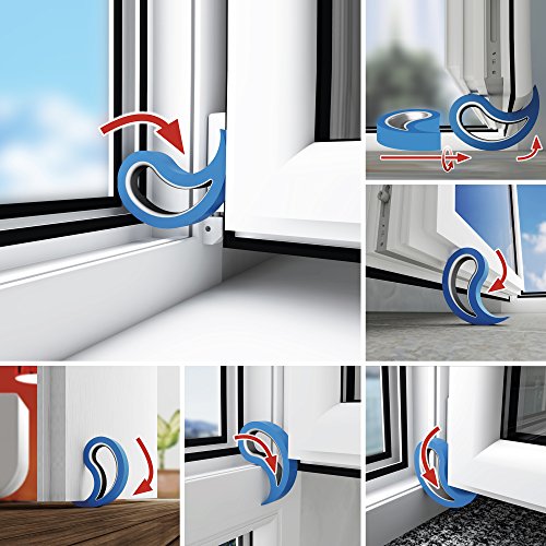 Stoppy Tope de Ventana, Tope para Ventana, Tope para Puertas, Tope de Puertas, Juego de 2 (Asequible en 14 Colores) (Negro)