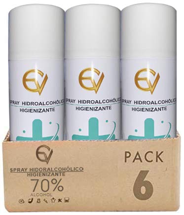 Sumedtec - Pack 6 Spray de Hidroalcohol de 250 ml. Higienizante para manos y multisuperficies 70% Alcohol Aerosol Hidroalcohólico