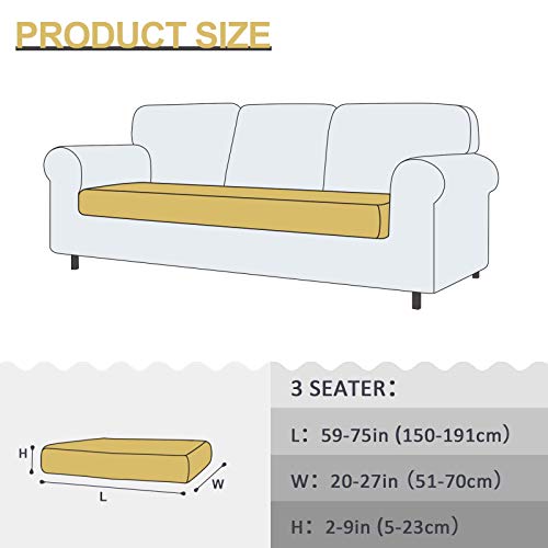 TAOCOCO Fundas de cojín para sofá,Protector de cojín de Asiento de Tela de poliéster de Alta Elasticidad (Beige, 3 Asientos)