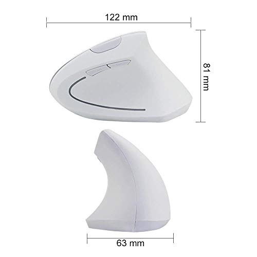 Tech Stor3 - Ratón Vertical inalámbrico óptico sin Cables, 6 Botones, diseño ergonómico, Evita el Trastorno del túnel carpiano (síndrome RSI), Color Blanco