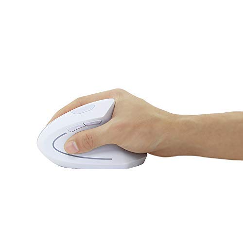 Tech Stor3 - Ratón Vertical inalámbrico óptico sin Cables, 6 Botones, diseño ergonómico, Evita el Trastorno del túnel carpiano (síndrome RSI), Color Blanco