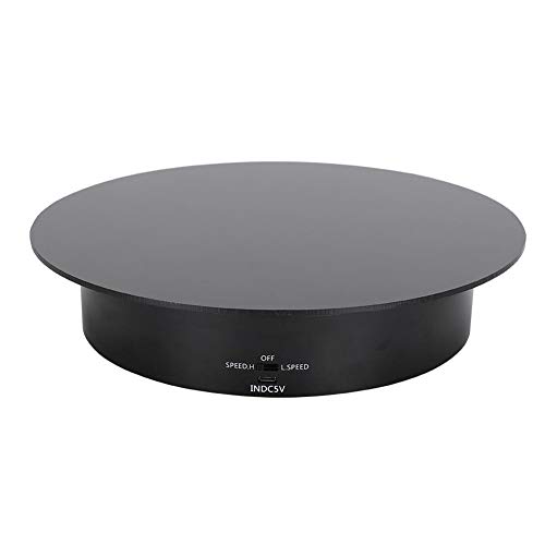 TMISHION Soporte de Exhibición Giratorio, Plataforma de 360 ​​° Giratoria Automática Eléctrica Negro Bandeja Exhibición Productos Arte Joyería Soporte de Exhibición de Superficie de Espejo
