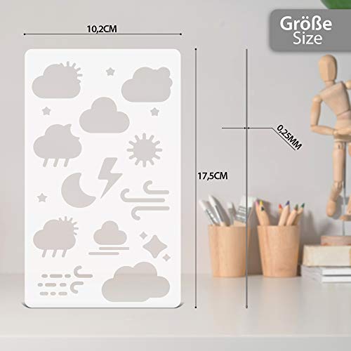 Tritart Juego de plantillas, 28 plantillas de plástico, plantillas de dibujo, patrones para diarios, álbumes de fotos o tarjetas de regalo, accesorios para álbumes de recortes, proyectos DIY