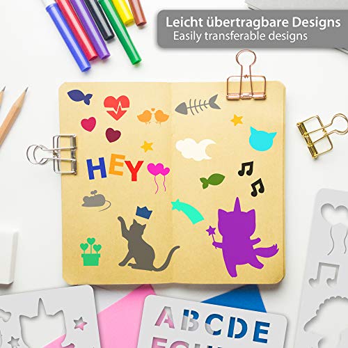 Tritart Juego de plantillas, 28 plantillas de plástico, plantillas de dibujo, patrones para diarios, álbumes de fotos o tarjetas de regalo, accesorios para álbumes de recortes, proyectos DIY