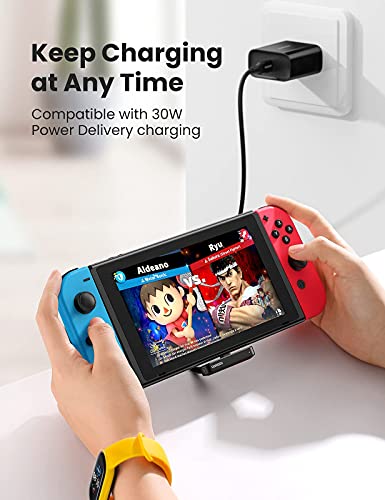 UGREEN Adaptador Bluetooth para Switch, USB Tipo C Transmisor Audio Bluetooth 5.0 con PD Carga Puerto Compatible con Switch, Switch Lite, Switch Dock, Bluetooth Auricular Altavoz, Plug y Play
