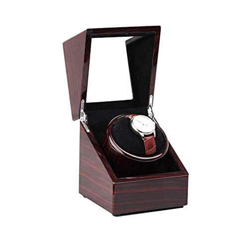UKUOFL Caja de Relojes de Cuerda automática Devanadera de Reloj de Madera Individual con Motor silencioso, alimentada por batería o Adaptador de CA (Negro) (Color: A001) Happy House