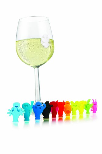 Vacu Vin 1886060-Party People Marcadores de Copas, Silicona, Multicolor, 1.7x7.2x2 cm, 12