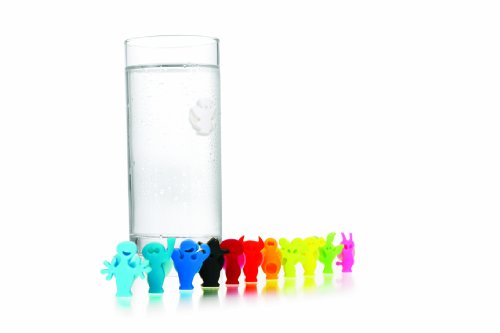 Vacu Vin 1886060-Party People Marcadores de Copas, Silicona, Multicolor, 1.7x7.2x2 cm, 12